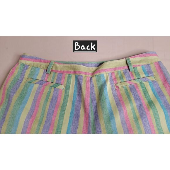 Retro Striped Capri Cropped Ankle Pants Size 10 by Sigred Olsen Sport Summer - Picture 2 of 5